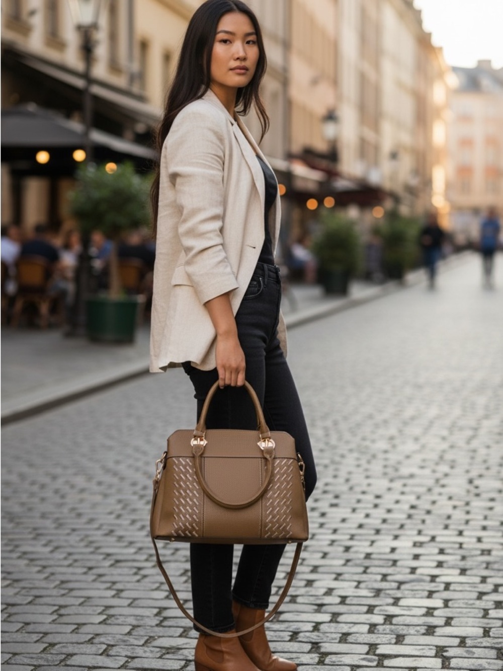 Everyday Structured Tote Bag in Brown